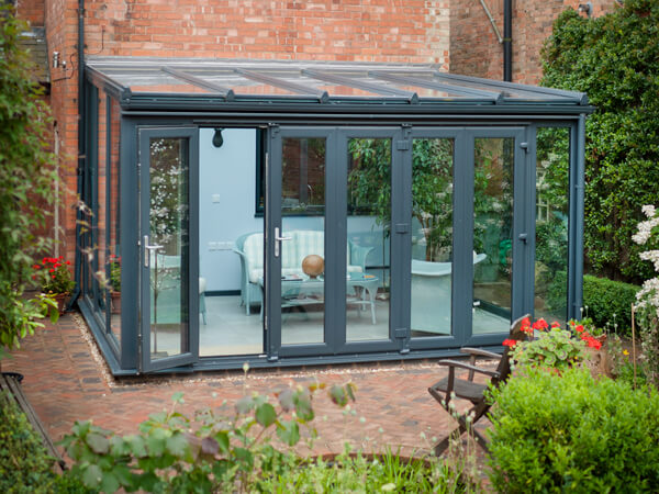 Grey UPVC Lean-To Conservatory