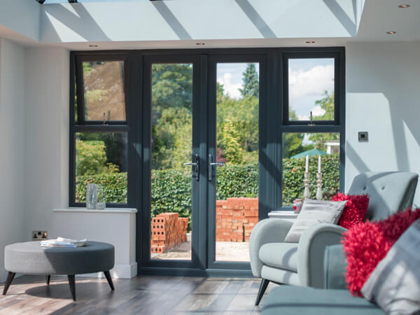 Grey Conservatory with French Doors